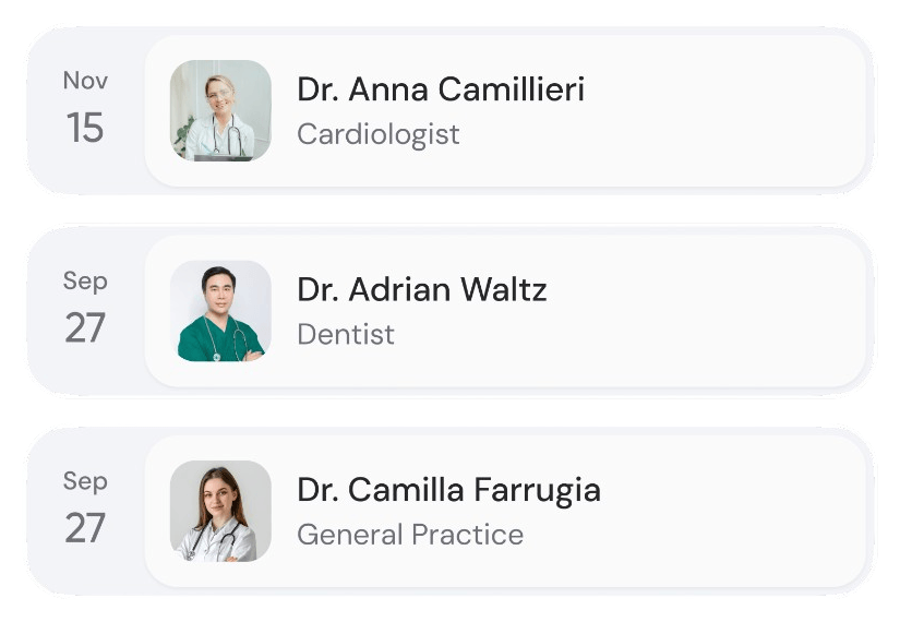 Medical history in the Doctonica app