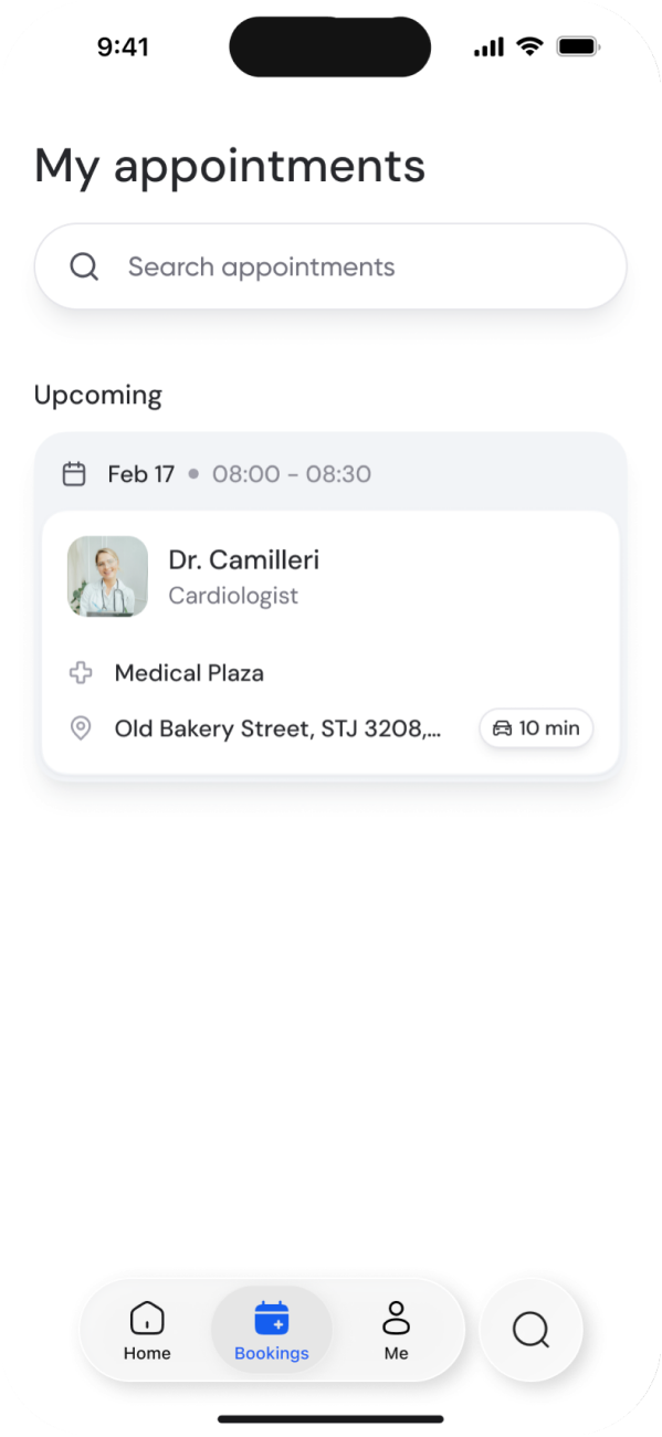Track appointments in the Doctonica app
